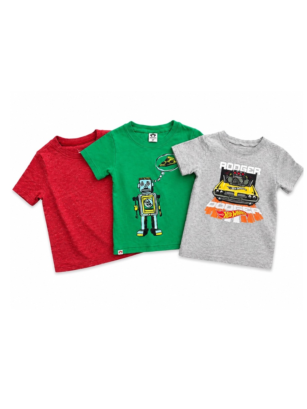 2T Boys Graphic Tee Bundle | Hot Wheels Robot & Everyday Shirts Lot